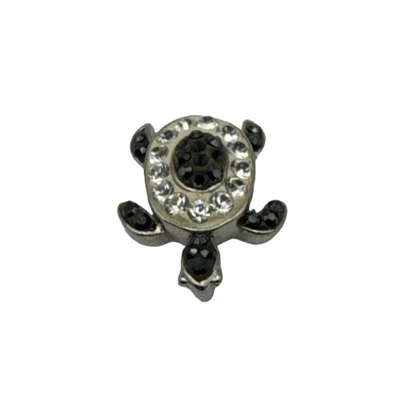 Sterling Silver Marcasite Encrusted Turtle Pendant Only .75 inch - Picture 3 of 5